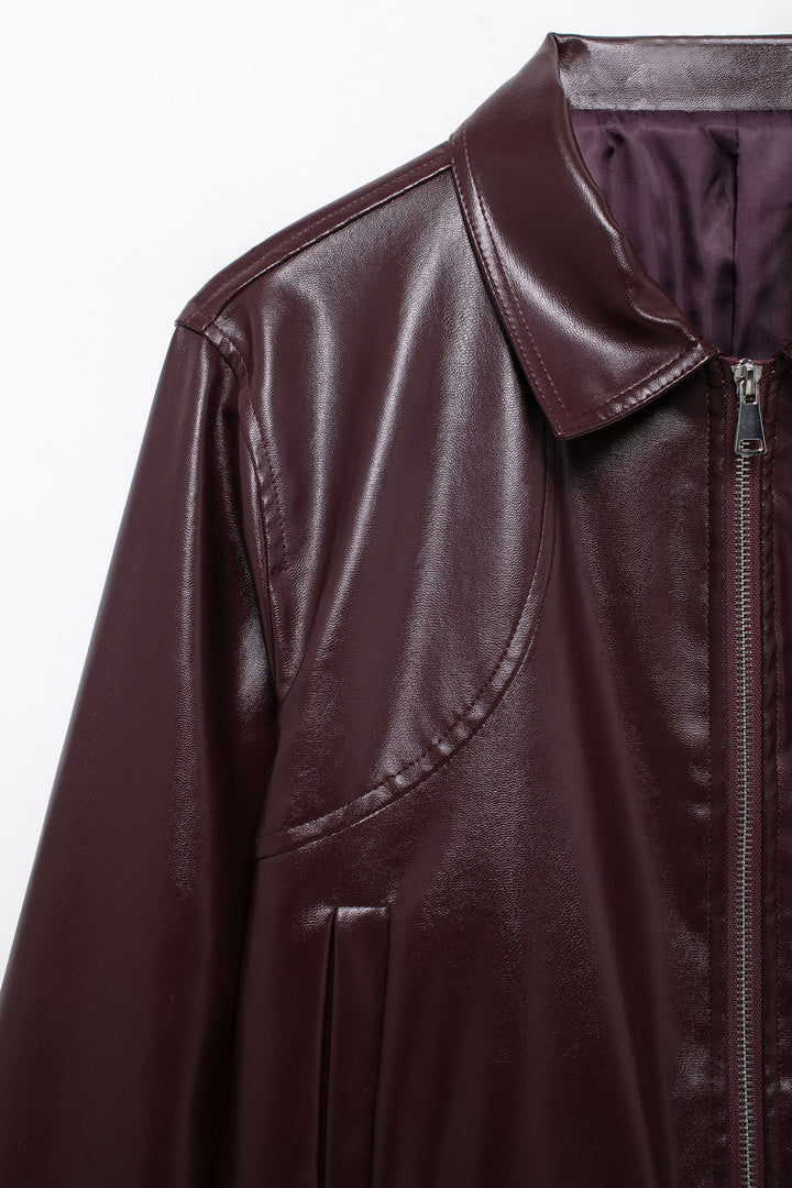 QUINN - Women's Vegan Leather Bomber Jacket