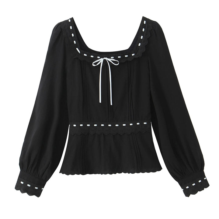 RAENI - Lace Trim Square Neck Blouse