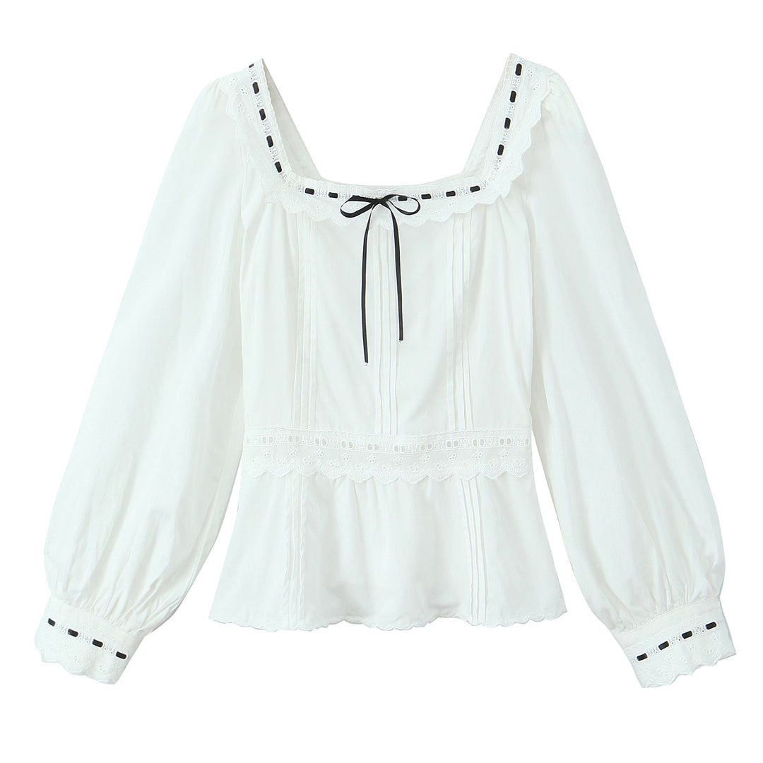 RAENI - Lace Trim Square Neck Blouse