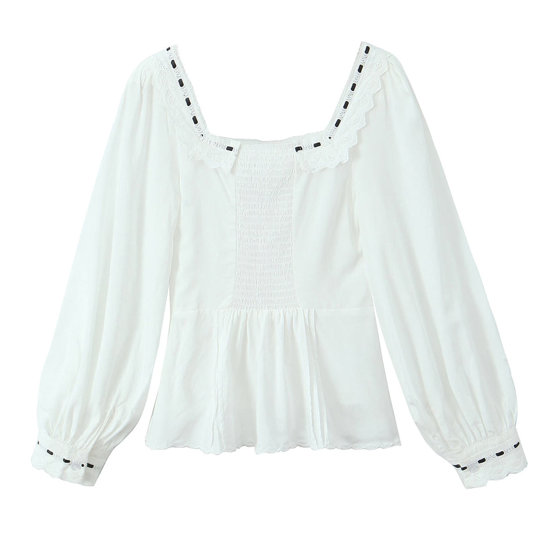 RAENI - Lace Trim Square Neck Blouse