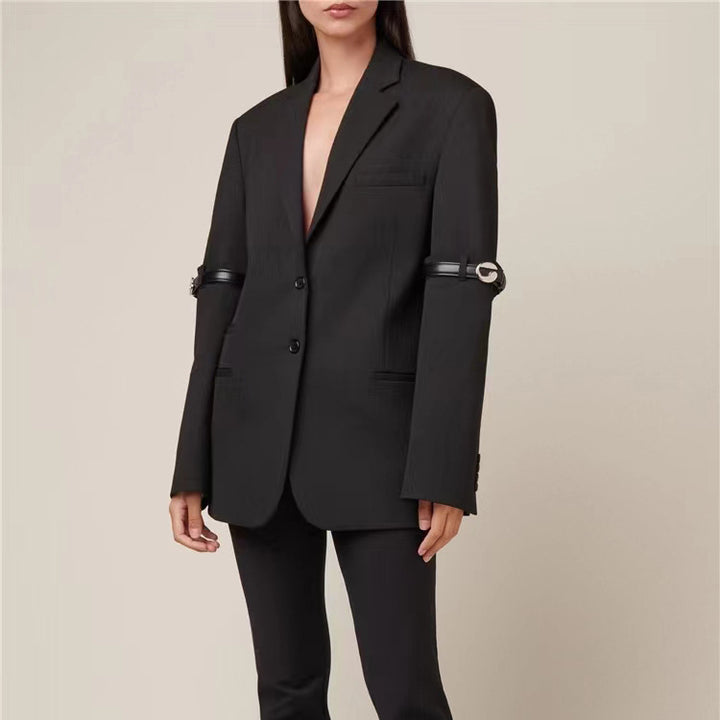 ROSALIE - Black Blazer with Arm Strap Detail