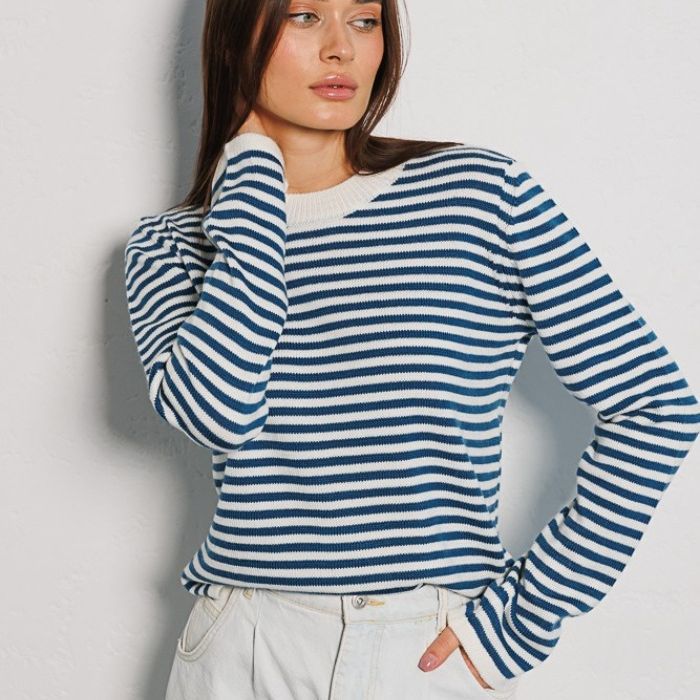 SPENCER - Women's Striped Knitted Long Sleeve Sweater