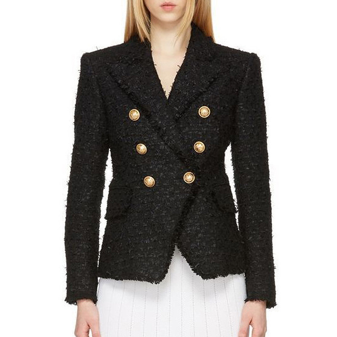 SERENE - Women's Double-Breasted Tweed Blazer Jacket