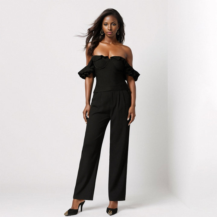 DANA - Off-Shoulder Ruffle Sleeve Bustier Top