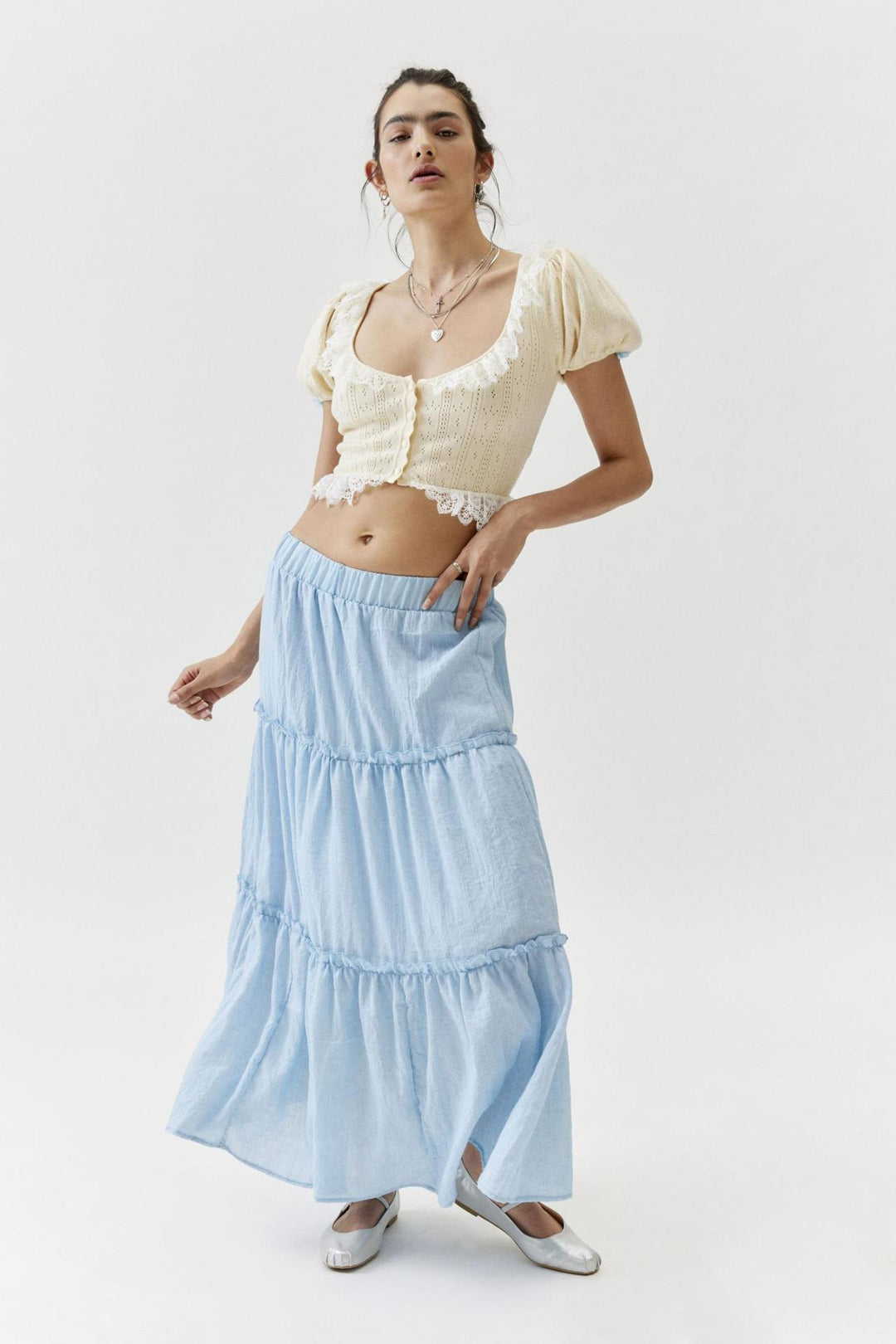 NINA - Boho Ruffle Maxi Skirt