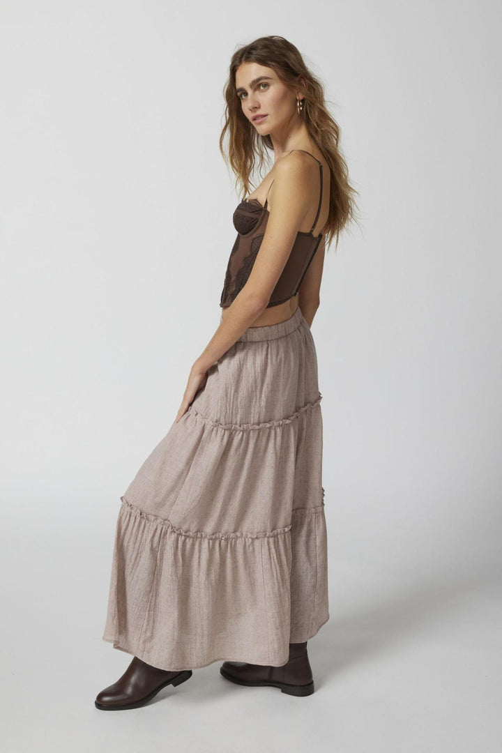 NINA - Boho Ruffle Maxi Skirt