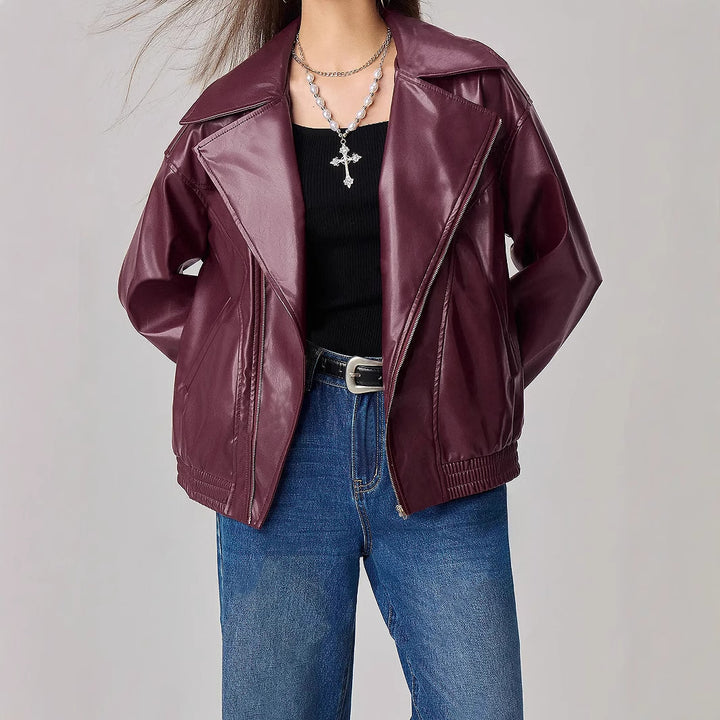 ZARA - Women's Vegan Leather Oversized Biker Jacket