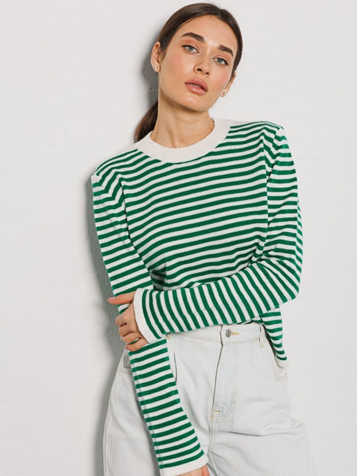 SPENCER - Women's Striped Knitted Long Sleeve Sweater