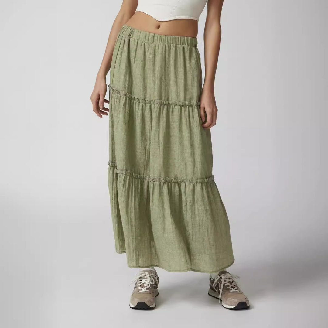 NINA - Boho Ruffle Maxi Skirt