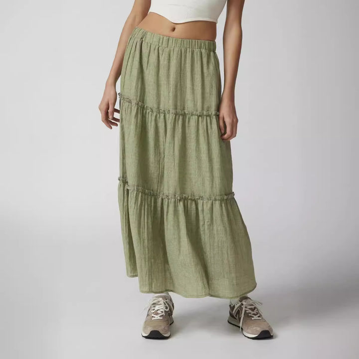 NINA - Boho Ruffle Maxi Skirt