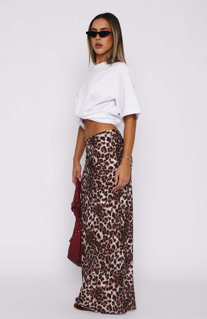 MAE - Leopard Print Maxi Skirt High Waist