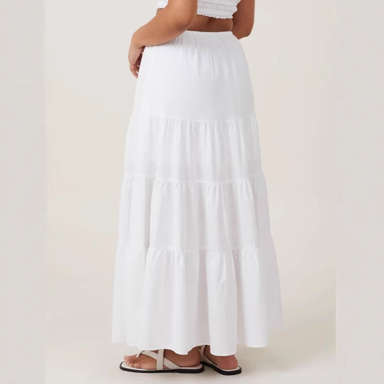 KAYLA - Boho Tiered Maxi Skirt with Drawstring