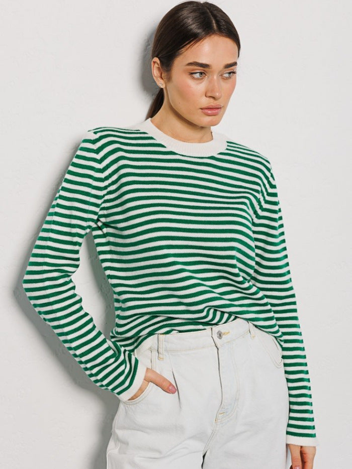 SPENCER - Women's Striped Knitted Long Sleeve Sweater