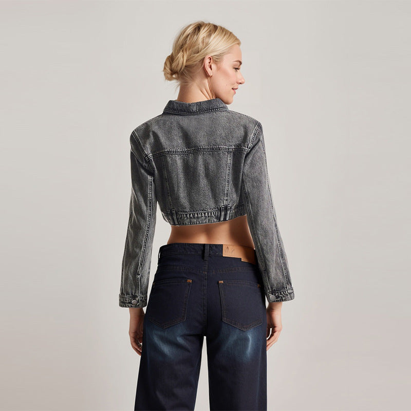 ZAYA - Women's Cropped Vintage Denim Jacket