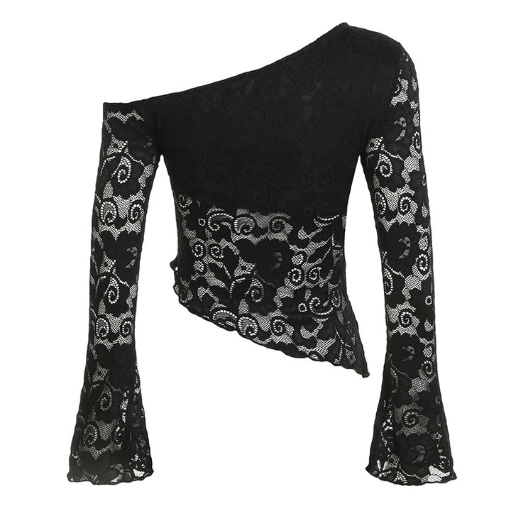 ABBY - One Shoulder Lace Long Sleeve Top