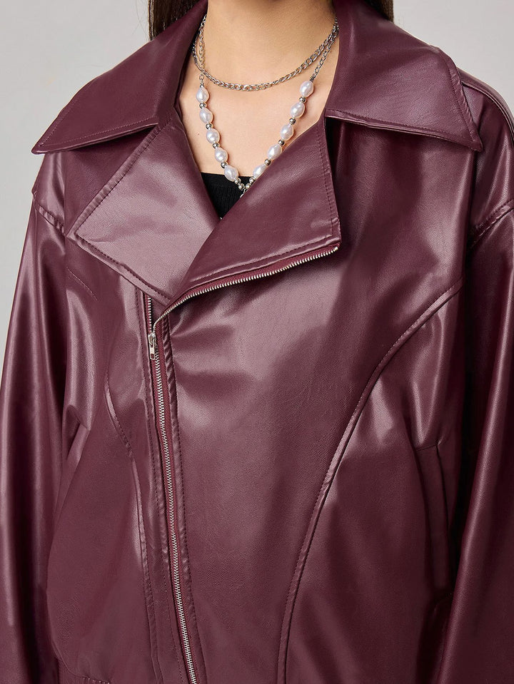 ZARA - Women's Vegan Leather Oversized Biker Jacket