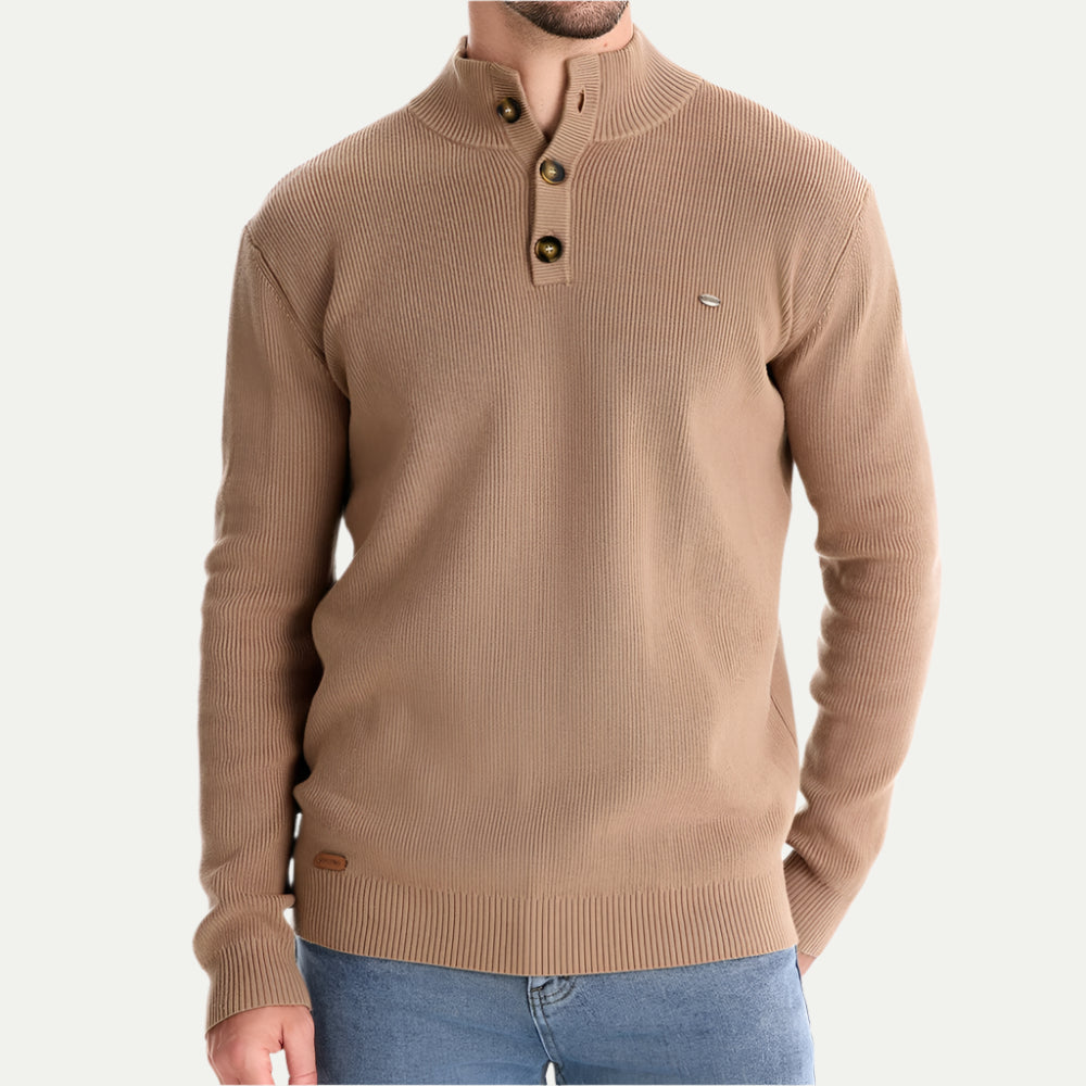 SAMSON - Men’s Button-Up Cotton Knit Sweater