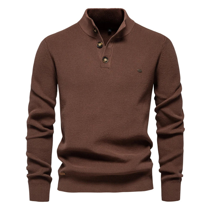 SAMSON - Men’s Button-Up Cotton Knit Sweater