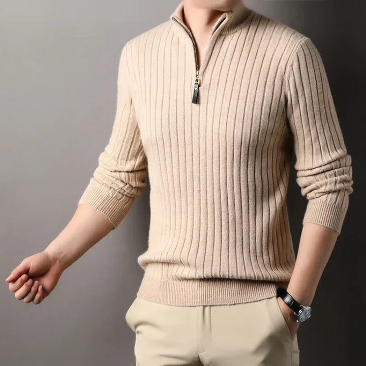 MONTY - Men's Slim-Fit Quarter-Zip Knit Sweater