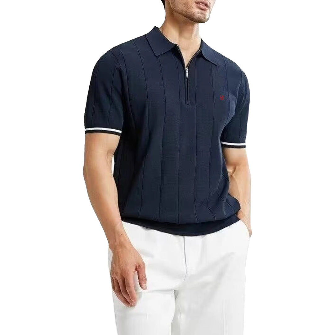 ELO - Men's Ribbed Breathable Knit Polo Shirt