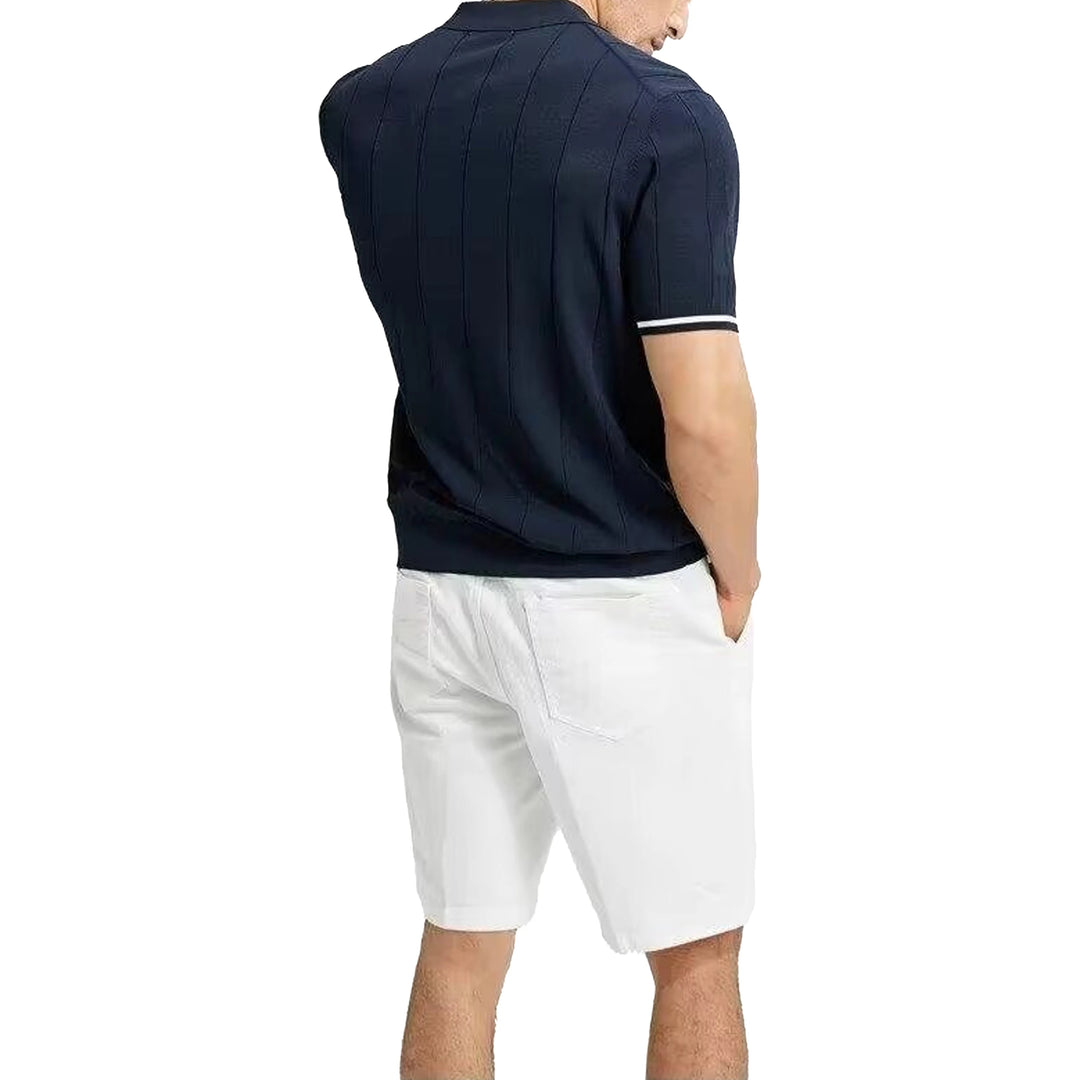 ELO - Men's Ribbed Breathable Knit Polo Shirt