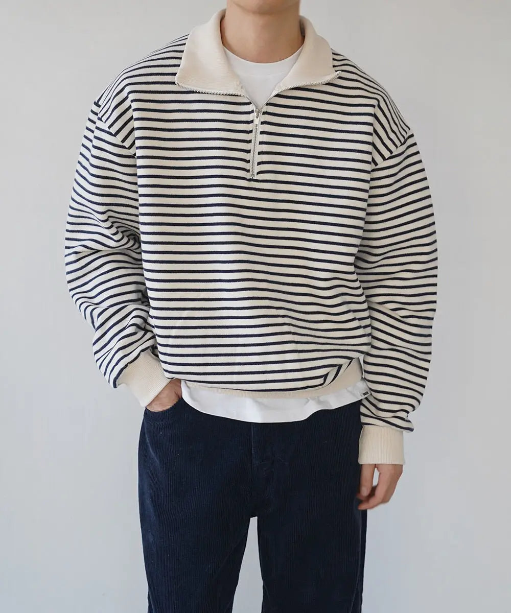 AHRI - Striped Half-Zip Pullover Sweater