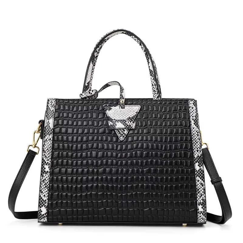 ACELYA - Vegan Croc-Embossed Handbag