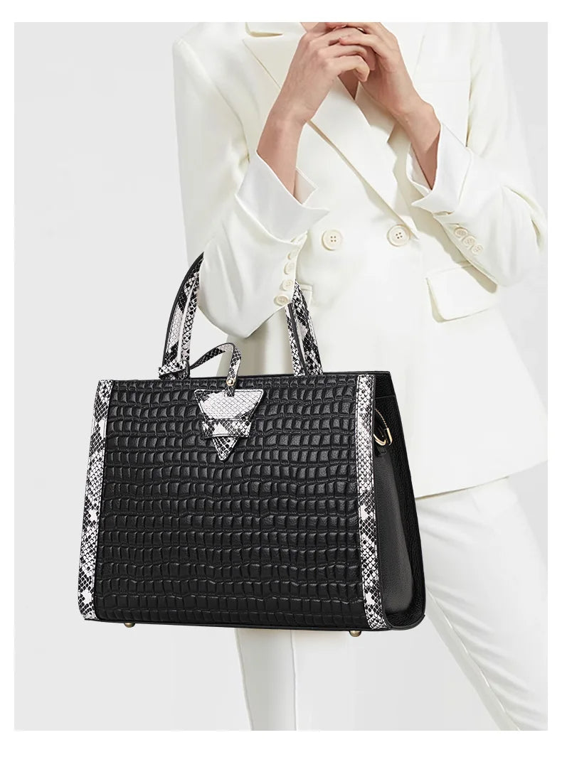 ACELYA - Vegan Croc-Embossed Handbag