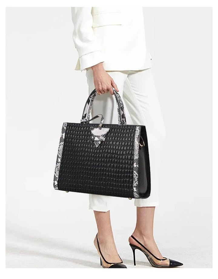 ACELYA - Vegan Croc-Embossed Handbag